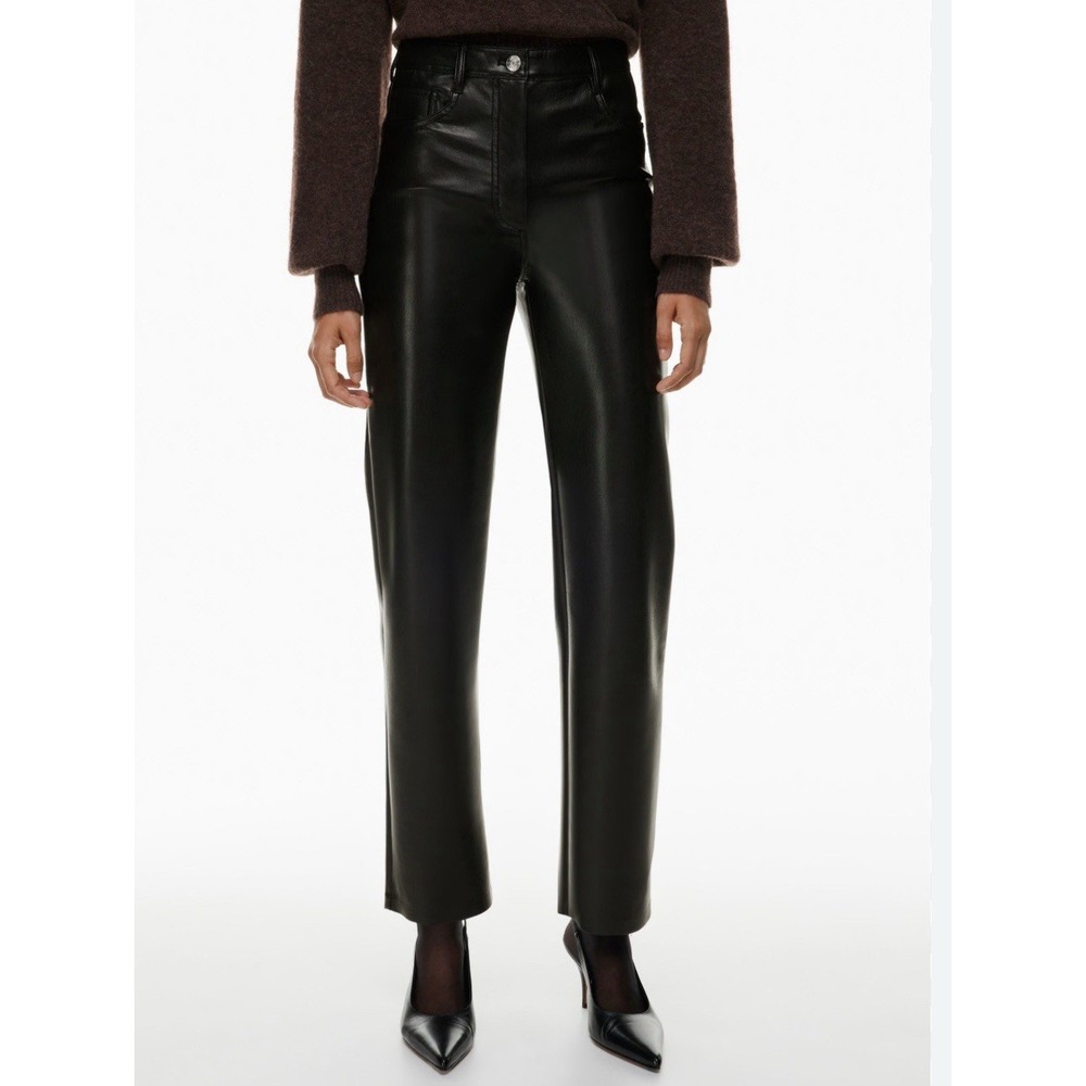 Aritzia Wilfred The Melina Pant Black Vegan Leather High Rise 00 Excellent